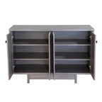 Beige Oak / Dark Grey / Distressed Grey Sideboard Cabinet with 2 Doors, Single, Freestanding