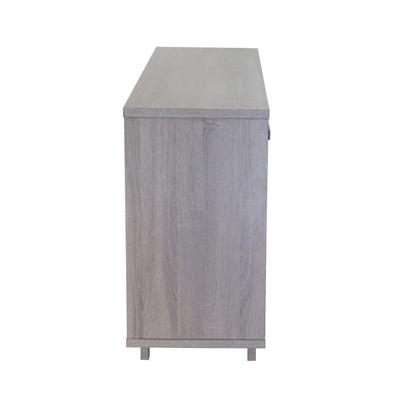 Beige Oak / Dark Grey / Distressed Grey Sideboard Cabinet with 2 Doors, Single, Freestanding