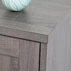 Beige Oak / Dark Grey / Distressed Grey Sideboard Cabinet with 2 Doors, Single, Freestanding
