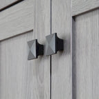 Beige Oak / Dark Grey / Distressed Grey Sideboard Cabinet with 2 Doors, Single, Freestanding