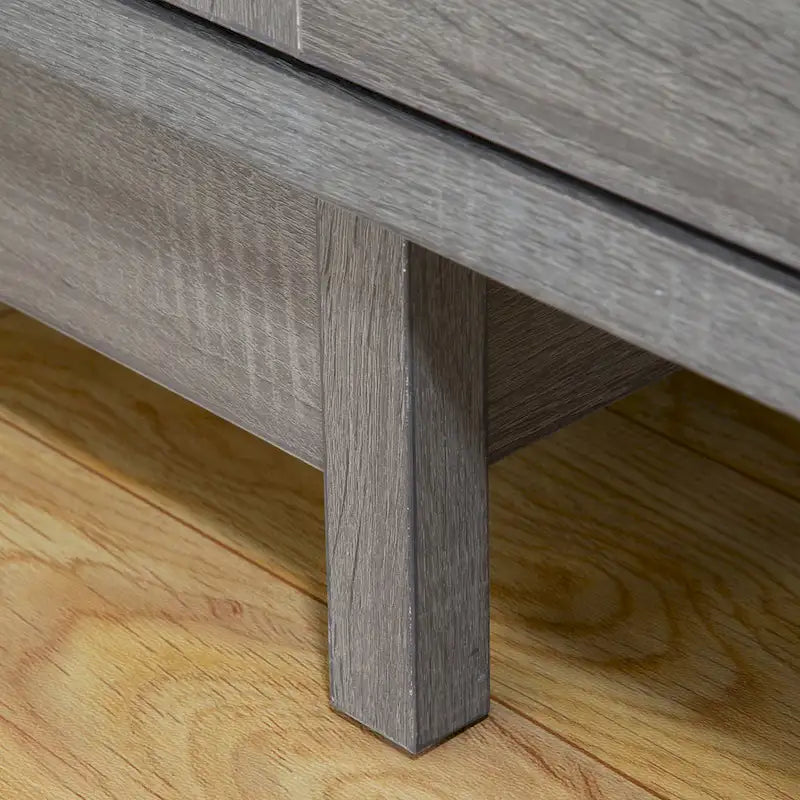 Beige Oak / Dark Grey / Distressed Grey Sideboard Cabinet with 2 Doors, Single, Freestanding