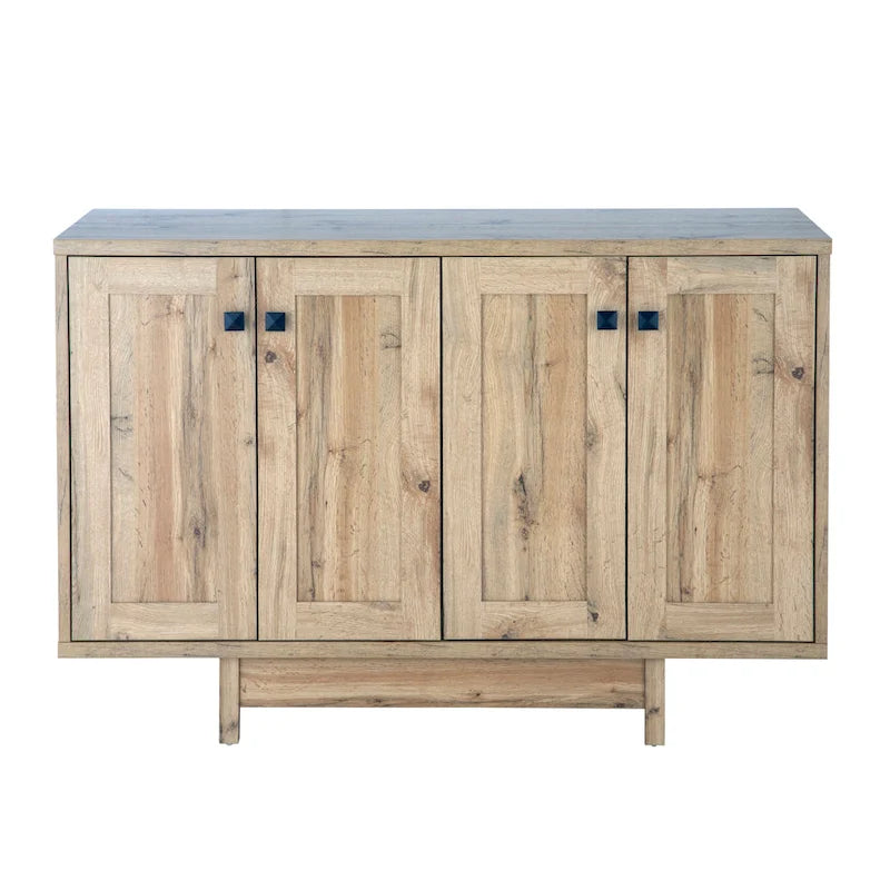 Beige Oak / Dark Grey / Distressed Grey Sideboard Cabinet with 2 Doors, Single, Freestanding
