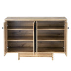 Beige Oak / Dark Grey / Distressed Grey Sideboard Cabinet with 2 Doors, Single, Freestanding