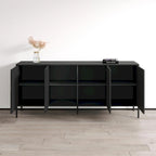 Teak/Cashmere/Black Modern Matte Sideboard, 74.8"W