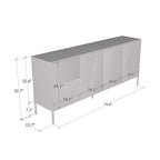 Teak/Cashmere/Black Modern Matte Sideboard, 74.8"W