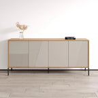 Teak/Cashmere/Black Modern Matte Sideboard, 74.8"W