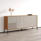 Teak/Cashmere/Black Modern Matte Sideboard, 74.8"W