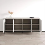 Teak/Cashmere/Black Modern Matte Sideboard, 74.8"W