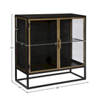 Black Gunmetal & Brass 2-Door Glass Sideboard, 36"D