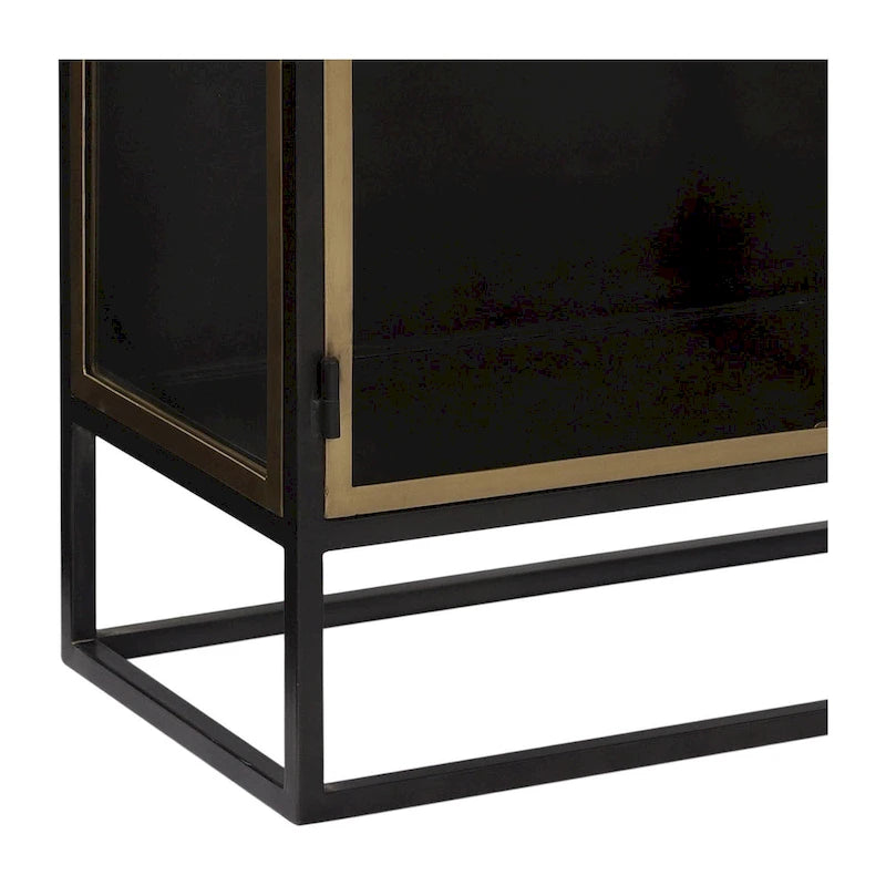 Black Gunmetal & Brass 2-Door Glass Sideboard, 36"D