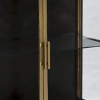 Black Gunmetal & Brass 2-Door Glass Sideboard, 36"D