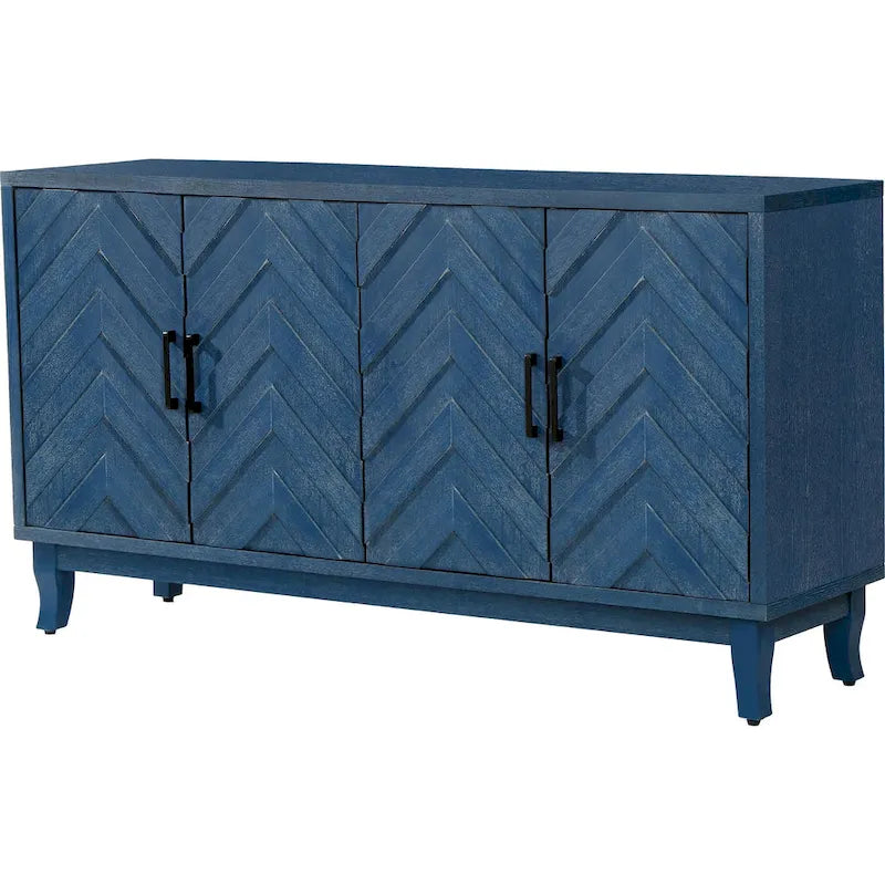 Antique Dark Grey/Green 4-Door Vintage Storage Cabinet