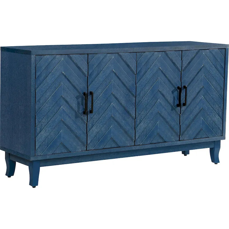 Antique Dark Grey/Green 4-Door Vintage Storage Cabinet