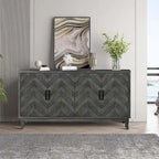 Antique Dark Grey/Green 4-Door Vintage Storage Cabinet
