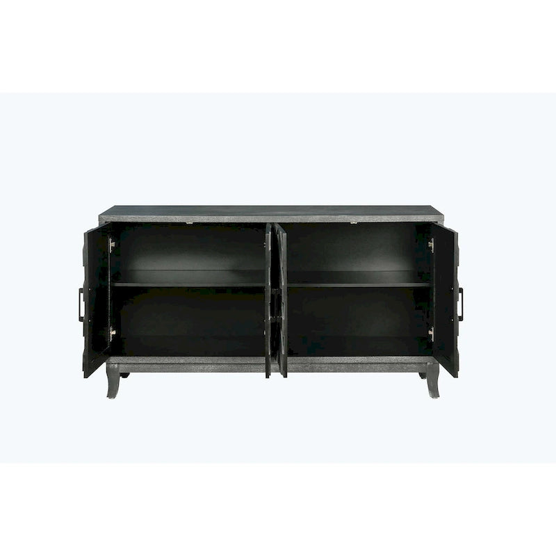 Antique Dark Grey/Green 4-Door Vintage Storage Cabinet
