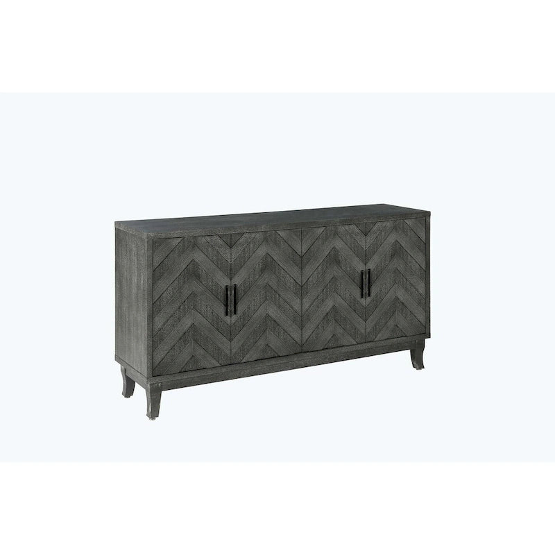 Antique Dark Grey/Green 4-Door Vintage Storage Cabinet