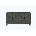 Antique Dark Grey/Green 4-Door Vintage Storage Cabinet