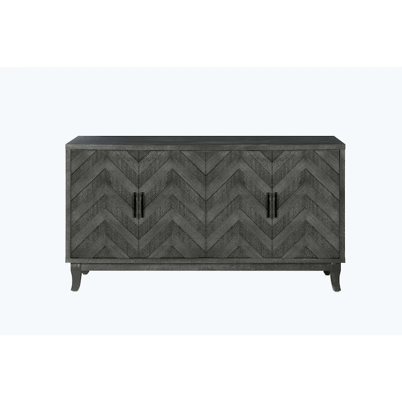 Antique Dark Grey/Green 4-Door Vintage Storage Cabinet