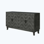 Antique Dark Grey/Green 4-Door Vintage Storage Cabinet