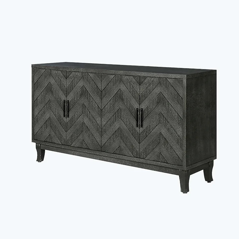 Antique Dark Grey/Green 4-Door Vintage Storage Cabinet