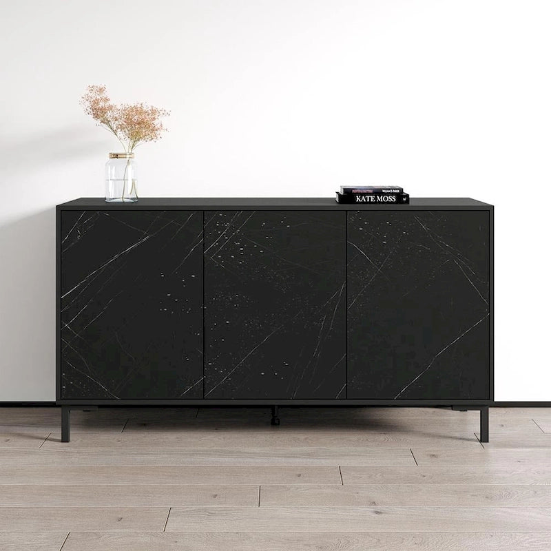 Black / White Modern Sideboard with Matte Finish, Single, Freestanding