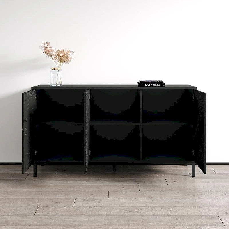 Black / White Modern Sideboard with Matte Finish, Single, Freestanding