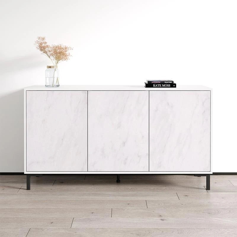 Black / White Modern Sideboard with Matte Finish, Single, Freestanding