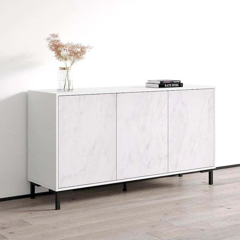 Black / White Modern Sideboard with Matte Finish, Single, Freestanding