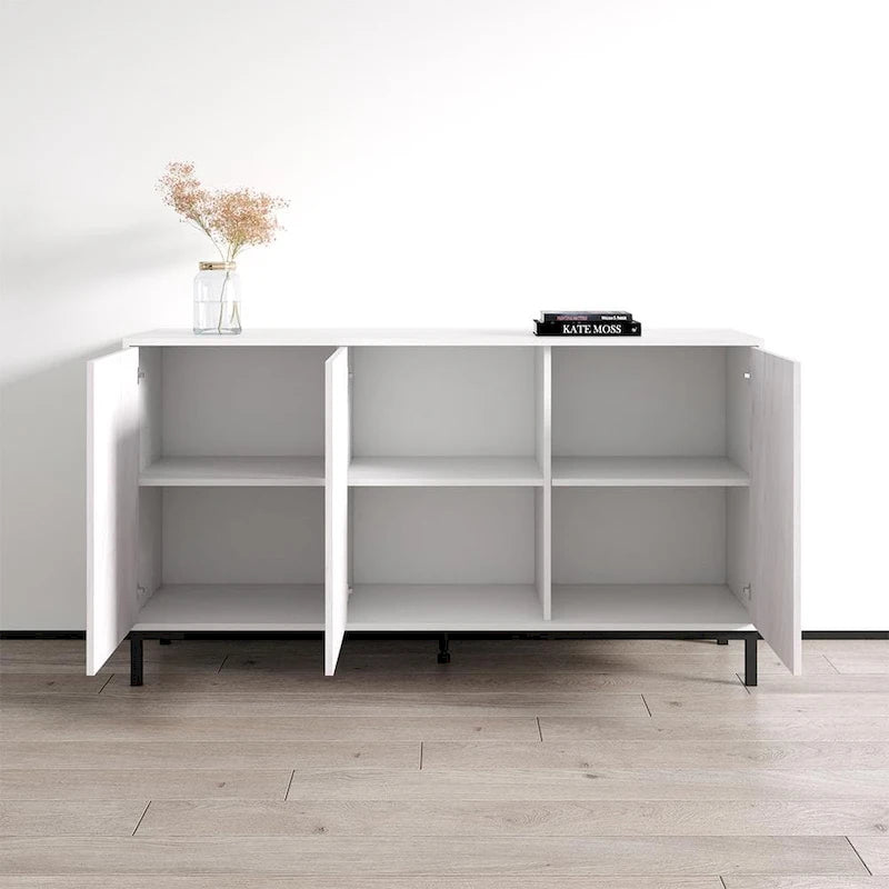 Black / White Modern Sideboard with Matte Finish, Single, Freestanding