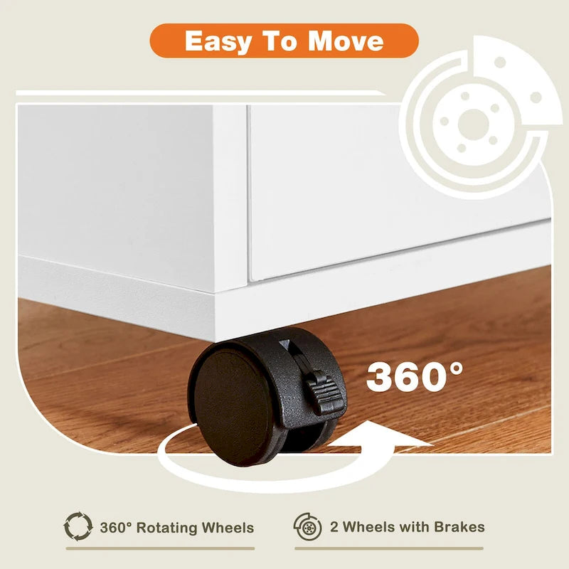 Wood Mobile 5-Drawer File Cabinet