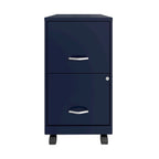 Blue 2-Drawer Mobile Metal Vertical File Cabinet with Lock, Letter Size, Single