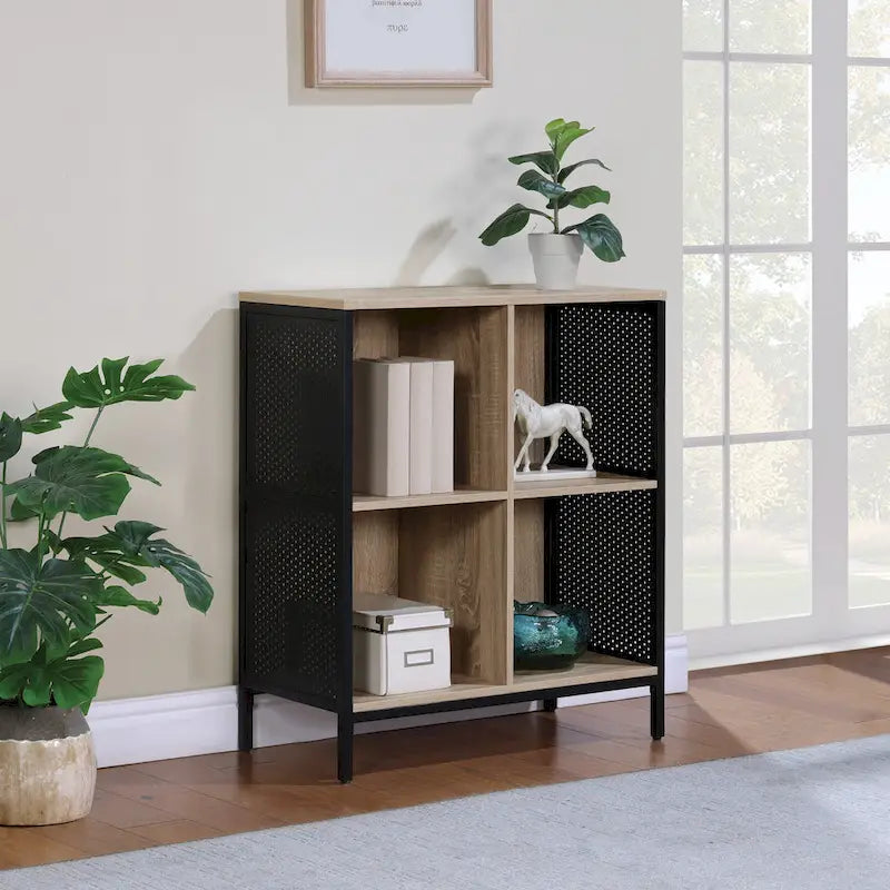Ozark Ash/White/River Oak 4-Cube Storage Bookcase