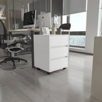 White / Light Grey / Black 3-Drawer Filing Cabinet with Wheels and Lock, Single