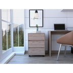 White / Light Grey / Black 3-Drawer Filing Cabinet with Wheels and Lock, Single