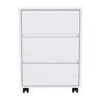 White / Light Grey / Black 3-Drawer Filing Cabinet with Wheels and Lock, Single