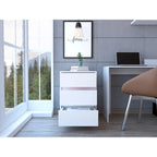 White / Light Grey / Black 3-Drawer Filing Cabinet with Wheels and Lock, Single