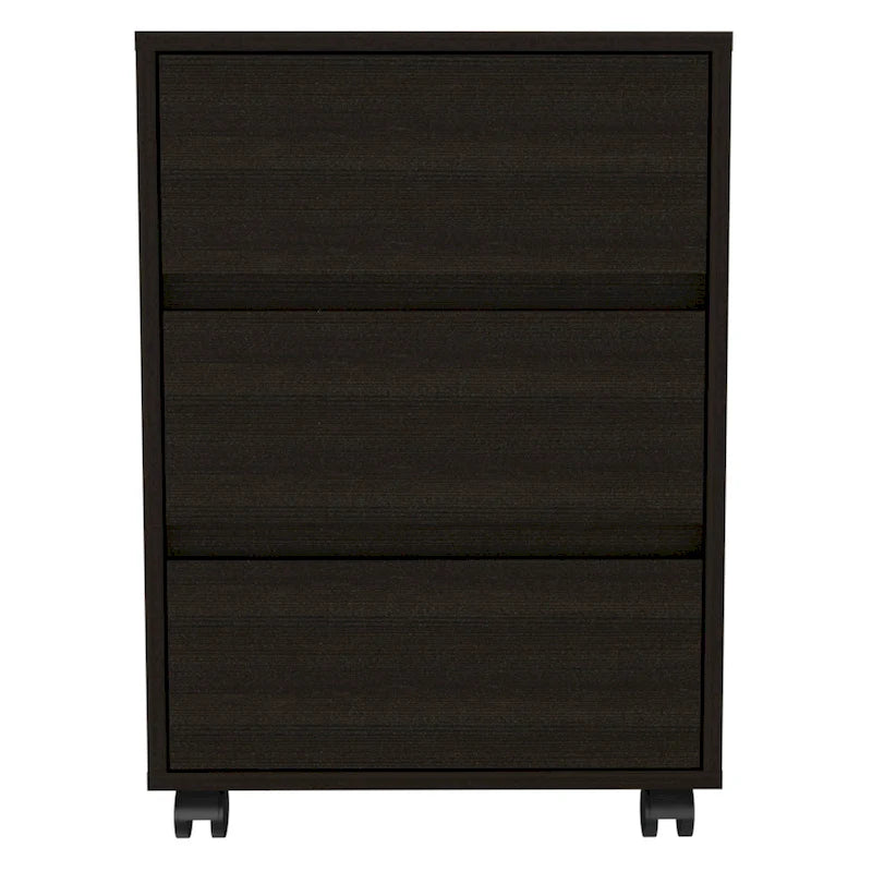 White / Light Grey / Black 3-Drawer Filing Cabinet with Wheels and Lock, Single