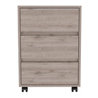White / Light Grey / Black 3-Drawer Filing Cabinet with Wheels and Lock, Single
