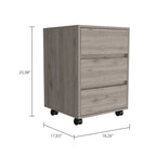 White / Light Grey / Black 3-Drawer Filing Cabinet with Wheels and Lock, Single