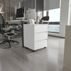 White / Light Grey / Black 3-Drawer Filing Cabinet with Wheels and Lock, Single