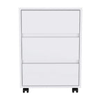 White / Light Grey / Black 3-Drawer Filing Cabinet with Wheels and Lock, Single