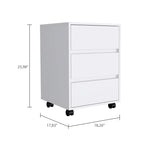 White / Light Grey / Black 3-Drawer Filing Cabinet with Wheels and Lock, Single