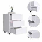 White / Light Grey / Black 3-Drawer Filing Cabinet with Wheels and Lock, Single