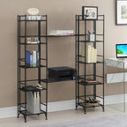 Black / White 5-Tier Folding Metal Shelving Unit with 2 Extension Shelves, Single