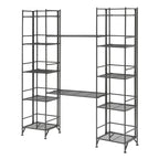 Black / White 5-Tier Folding Metal Shelving Unit with 2 Extension Shelves, Single