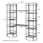 Black / White 5-Tier Folding Metal Shelving Unit with 2 Extension Shelves, Single