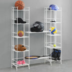 Black / White 5-Tier Folding Metal Shelving Unit with 2 Extension Shelves, Single