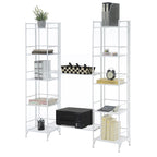Black / White 5-Tier Folding Metal Shelving Unit with 2 Extension Shelves, Single