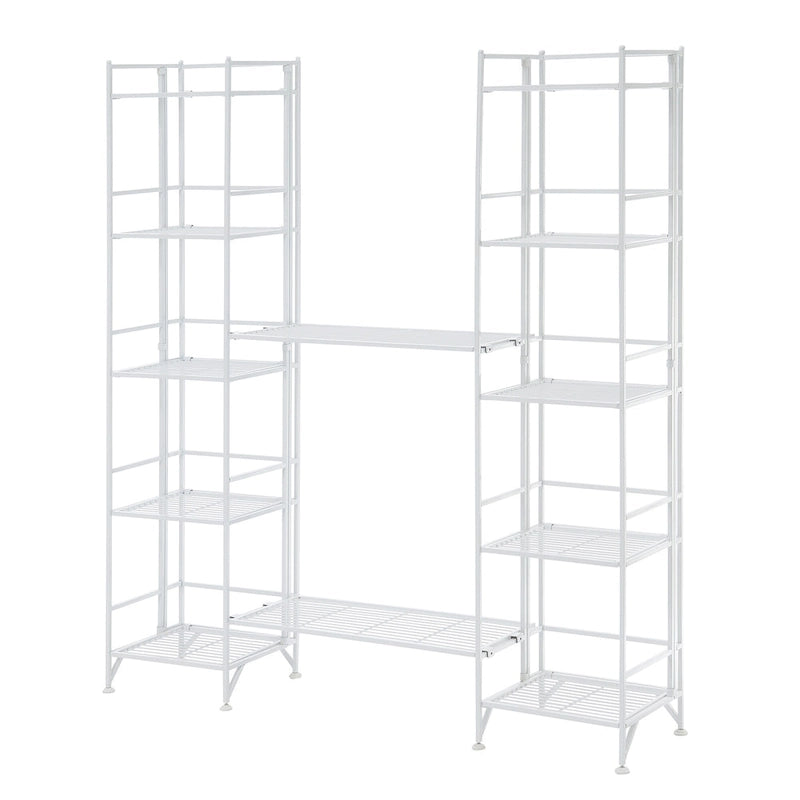 Black / White 5-Tier Folding Metal Shelving Unit with 2 Extension Shelves, Single