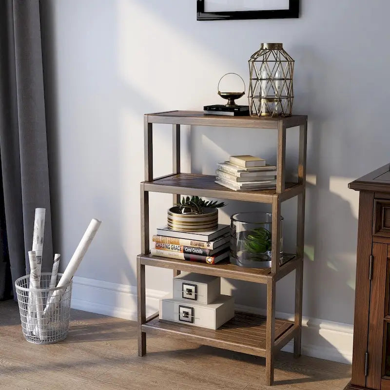 Blonde/Chestnut/Espresso/Graphite/Merlot/White 4-Tier Stepback Bookcase
